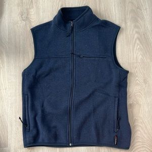 Navy j.Crew fleece vest, size large.